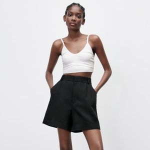 Black Zara Linen Blend Shorts - size S